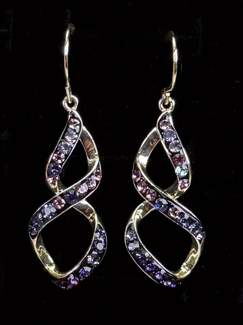 Silvertone Purple Twisted Pierced Dangle Earrings